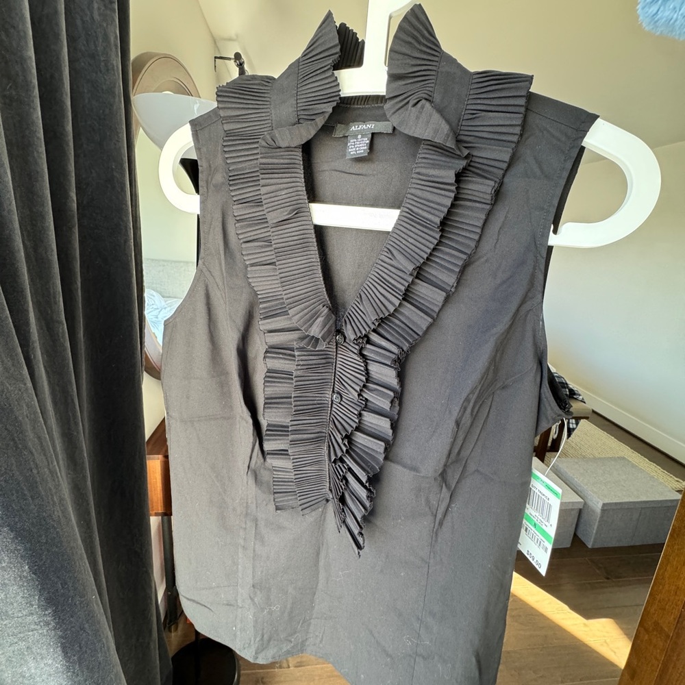 NEW Ruffle Collar Black Work Top